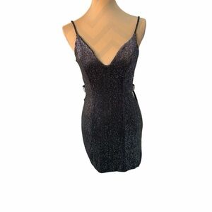 Crystal Doll Black Sparkle Mini Dress – Bodycon Party Dress – Size L